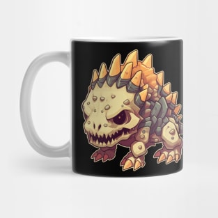 Spooky Chibi Stegosaurus Isometric Dinosaur Skeleton Mug